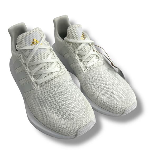 NEW Women's Adidas Swift Run 1.0 Sneakers White Gold Lace Up Trainers - Picture 9 of 14